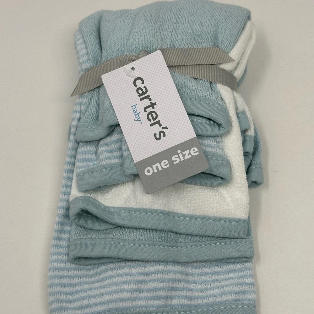 NEW!! Carters Baby 6 Pack Burp Rags Wash Cloths Blue White MSRP $24